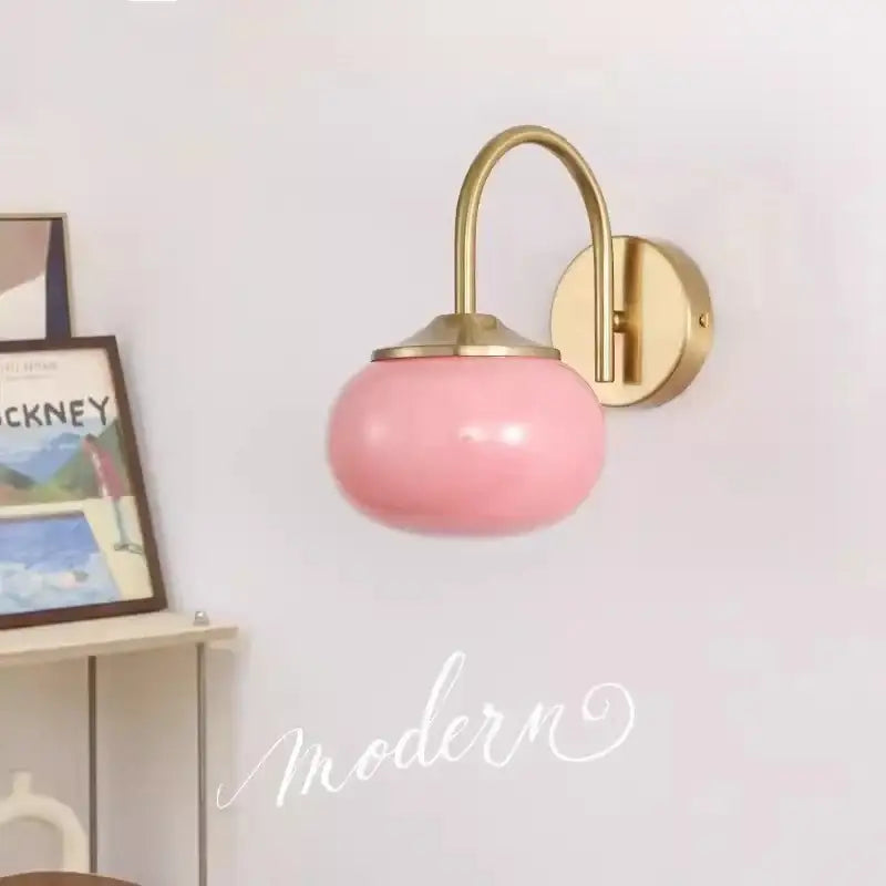 Modern pink & white glass ball wall lamp living room lighting