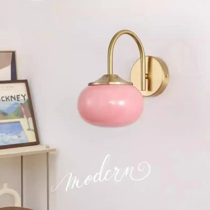 Modern pink & white glass ball wall lamp living room lighting