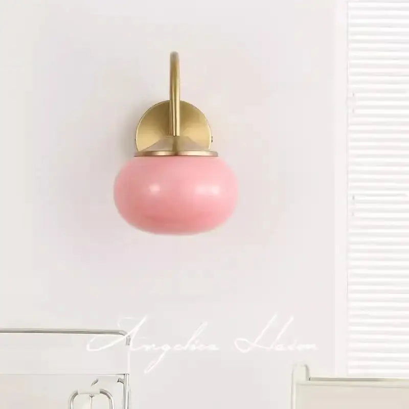 Modern pink & white glass ball wall lamp living room lighting