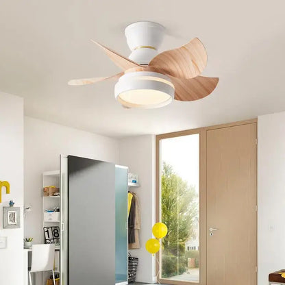 Modern pink & white kids ceiling fan with remote control bedroom