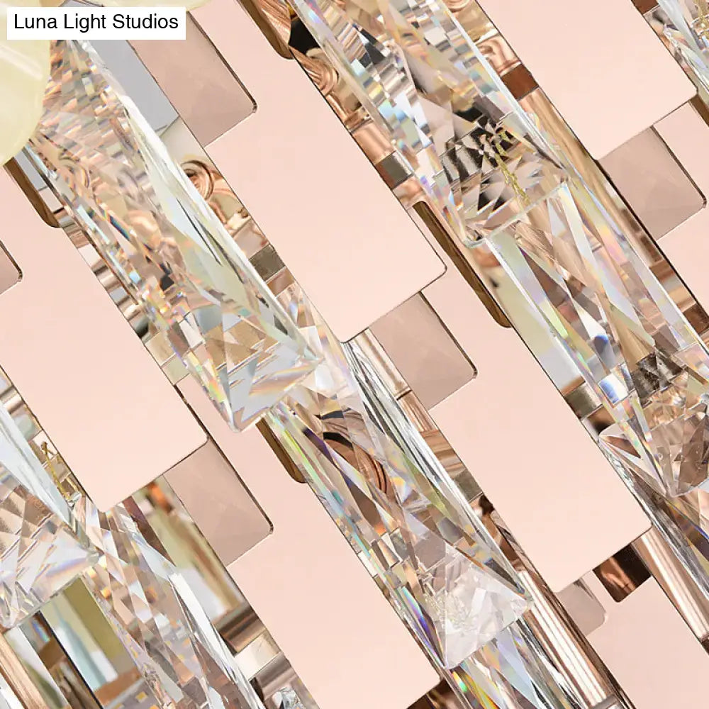 Modern pink & yellow clear crystal chandelier dining room pendant