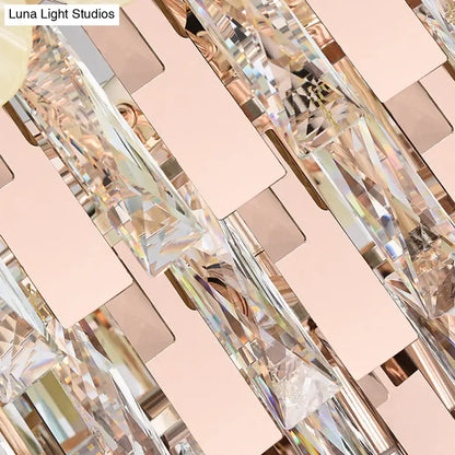 Modern pink & yellow clear crystal chandelier dining room pendant
