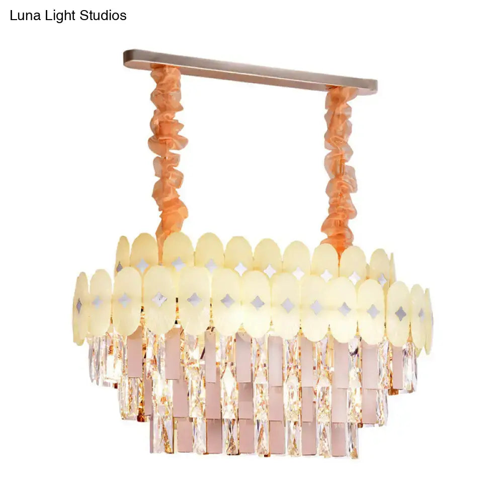 Modern pink & yellow clear crystal chandelier dining room pendant