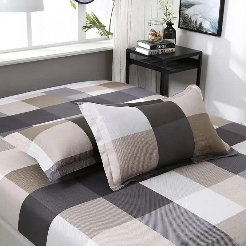 Modern plaid cartoon printed bedding sets bedroom quilt cover kit