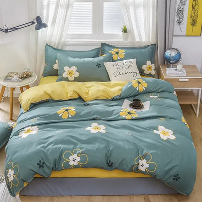 Modern plaid cartoon printed bedding sets bedroom quilt cover kit
