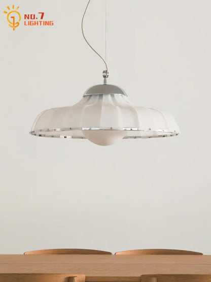 Modern pleated off white double diffuse pendant lights dining room