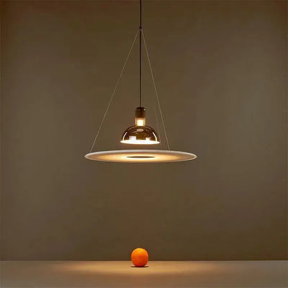 Modern polished brass & white flying saucer chandelier bedroom light