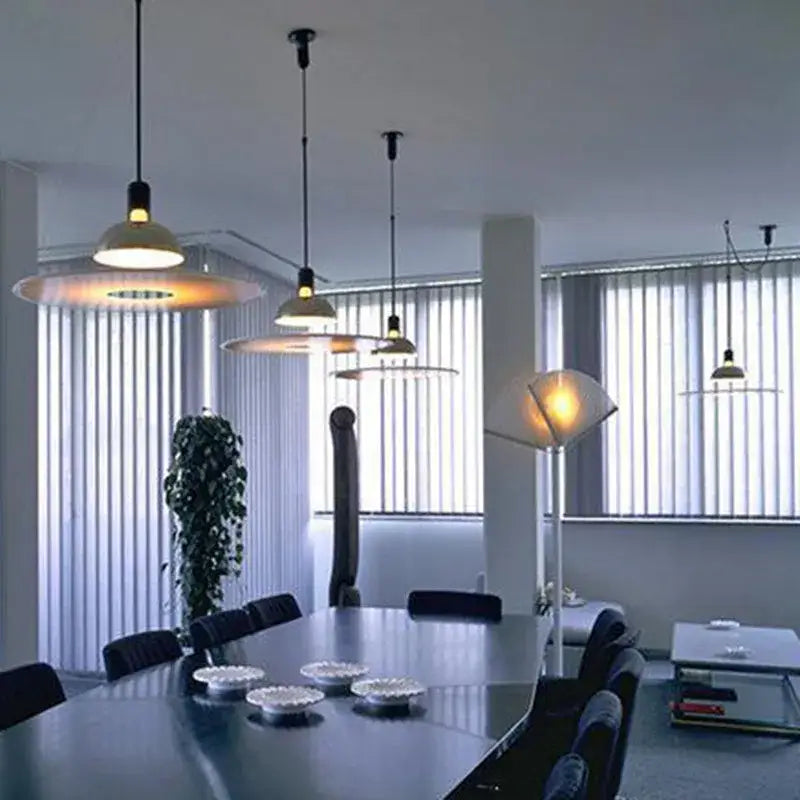 Modern polished brass & white flying saucer chandelier bedroom light