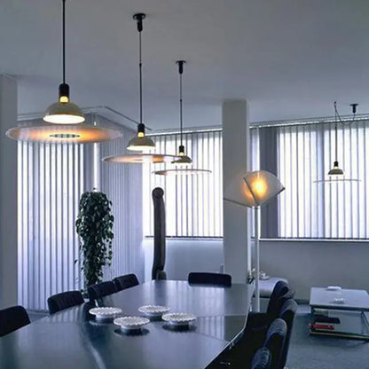 Modern polished brass & white flying saucer chandelier bedroom light