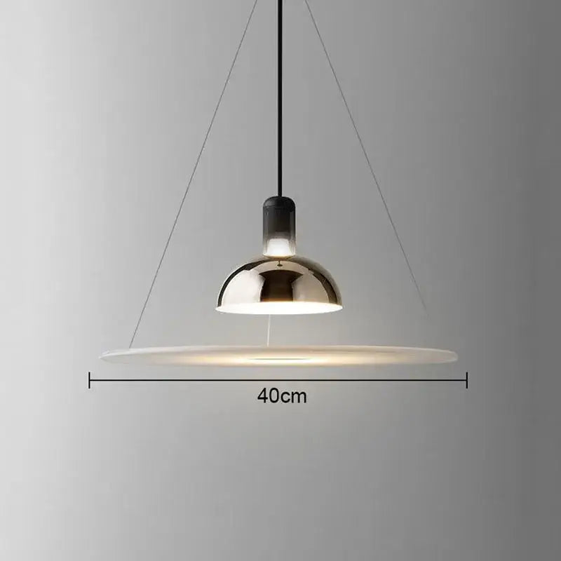 Modern polished brass & white flying saucer chandelier bedroom light