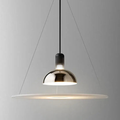Modern polished brass & white flying saucer chandelier bedroom light