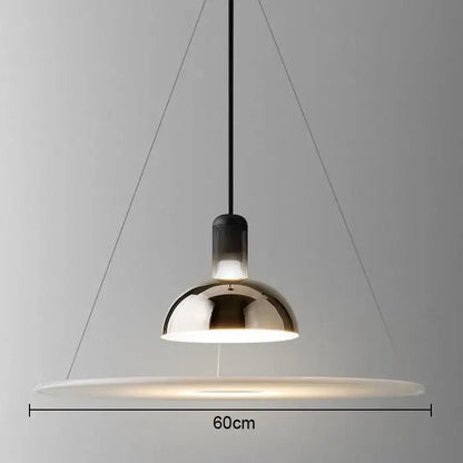 Modern polished brass & white flying saucer chandelier bedroom light