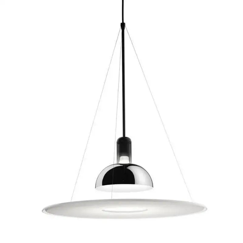 Modern polished brass & white flying saucer chandelier bedroom light