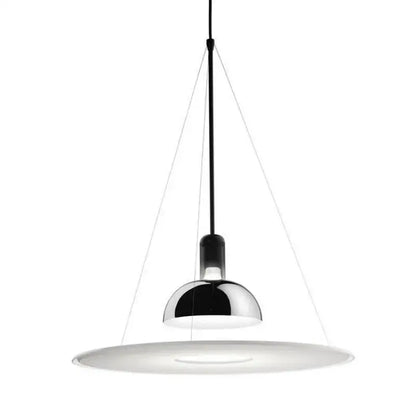 Modern polished brass & white flying saucer chandelier bedroom light