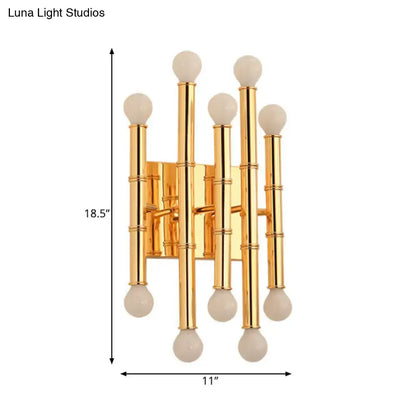 Modern polished gold metal tubes bamboo wall sconce hallway light