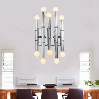 Modern polished gold metal tubes bamboo wall sconce hallway light