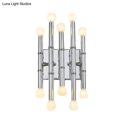 Modern polished gold metal tubes bamboo wall sconce hallway light