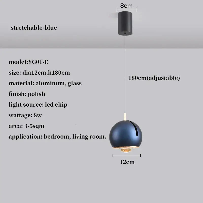 Modern polished metallic adjustable angle pendant light dining room