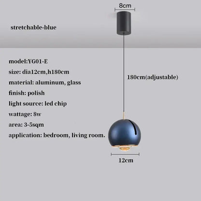 Modern polished metallic adjustable angle pendant light dining room