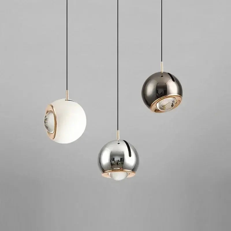 Modern polished metallic adjustable angle pendant light dining room