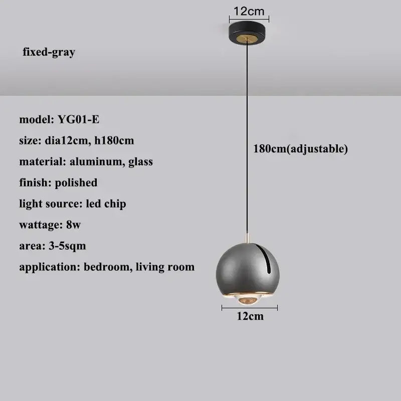 Modern polished metallic adjustable angle pendant light dining room