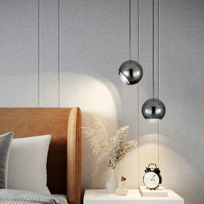 Modern polished metallic adjustable angle pendant light dining room