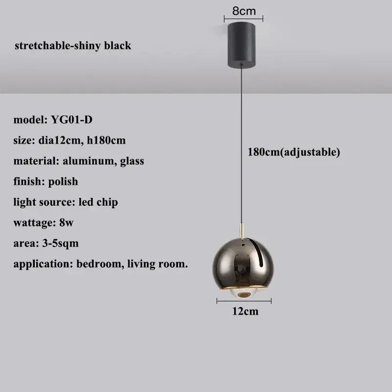 Modern polished metallic adjustable angle pendant light dining room