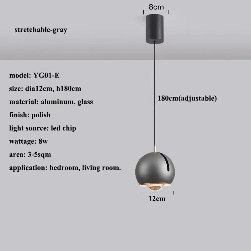 Modern polished metallic adjustable angle pendant light dining room
