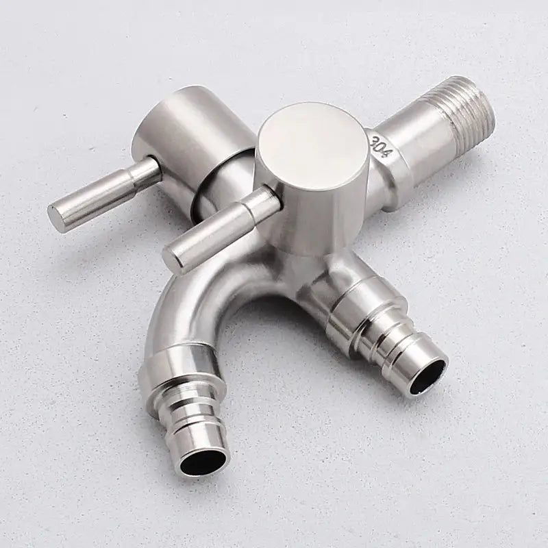Modern polished stainless steel double faucet wall mount kitchen tap