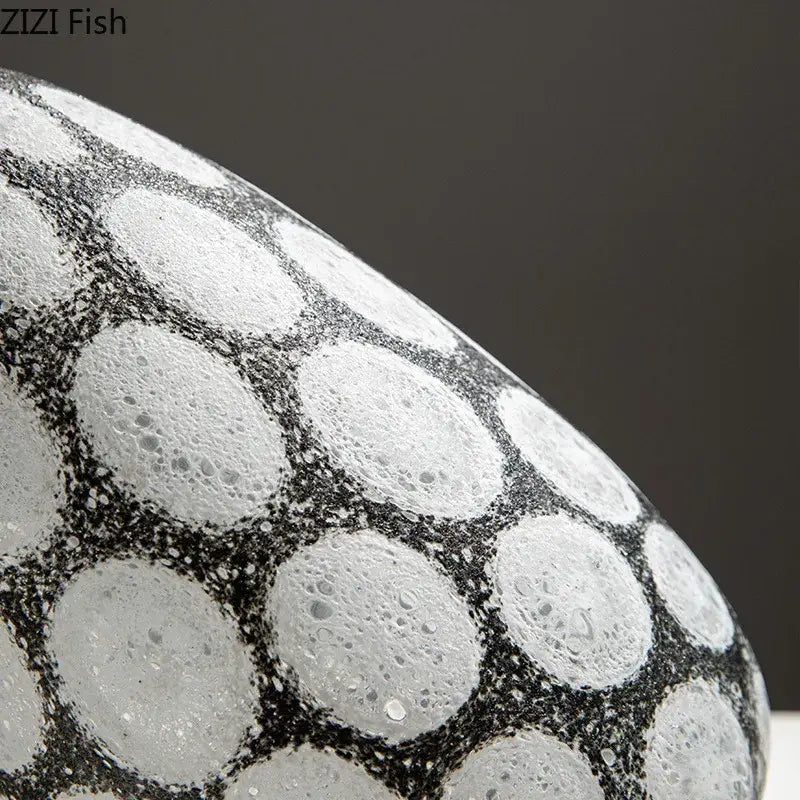 Modern polka dot bubble glass vase black & white living room decor