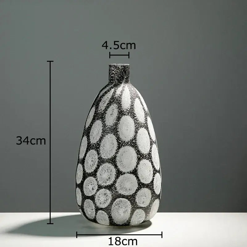 Modern polka dot bubble glass vase black & white living room decor