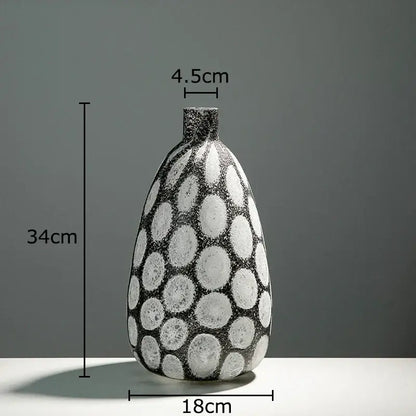 Modern polka dot bubble glass vase black & white living room decor