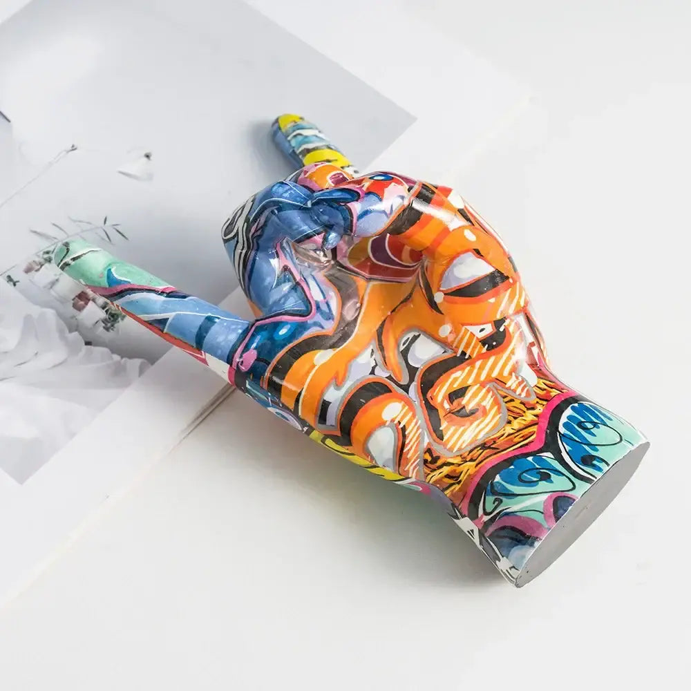 Modern pop art graffiti hand statue living room resin sculpture