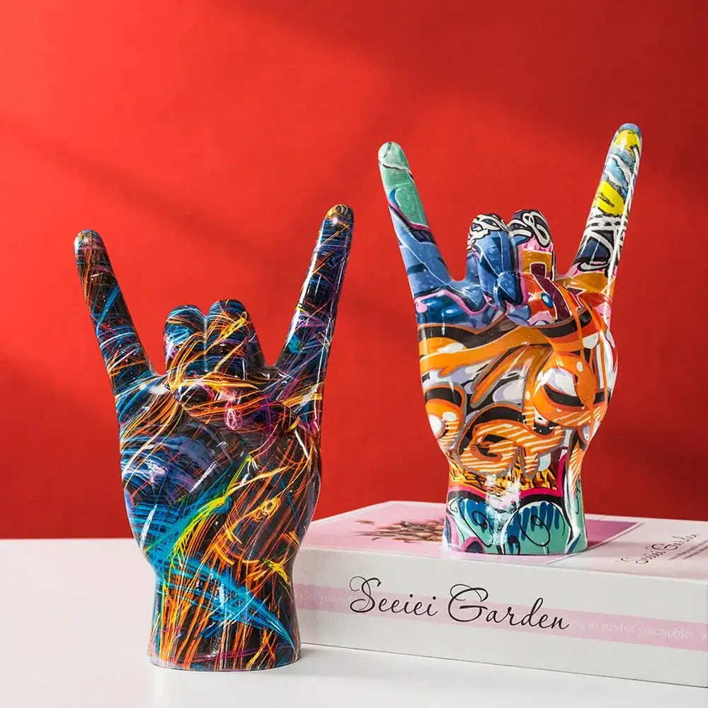 Modern pop art graffiti hand statue living room resin sculpture