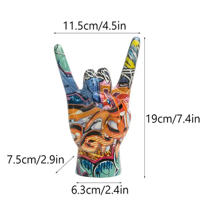 Modern pop art graffiti hand statue living room resin sculpture