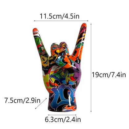 Modern pop art graffiti hand statue living room resin sculpture
