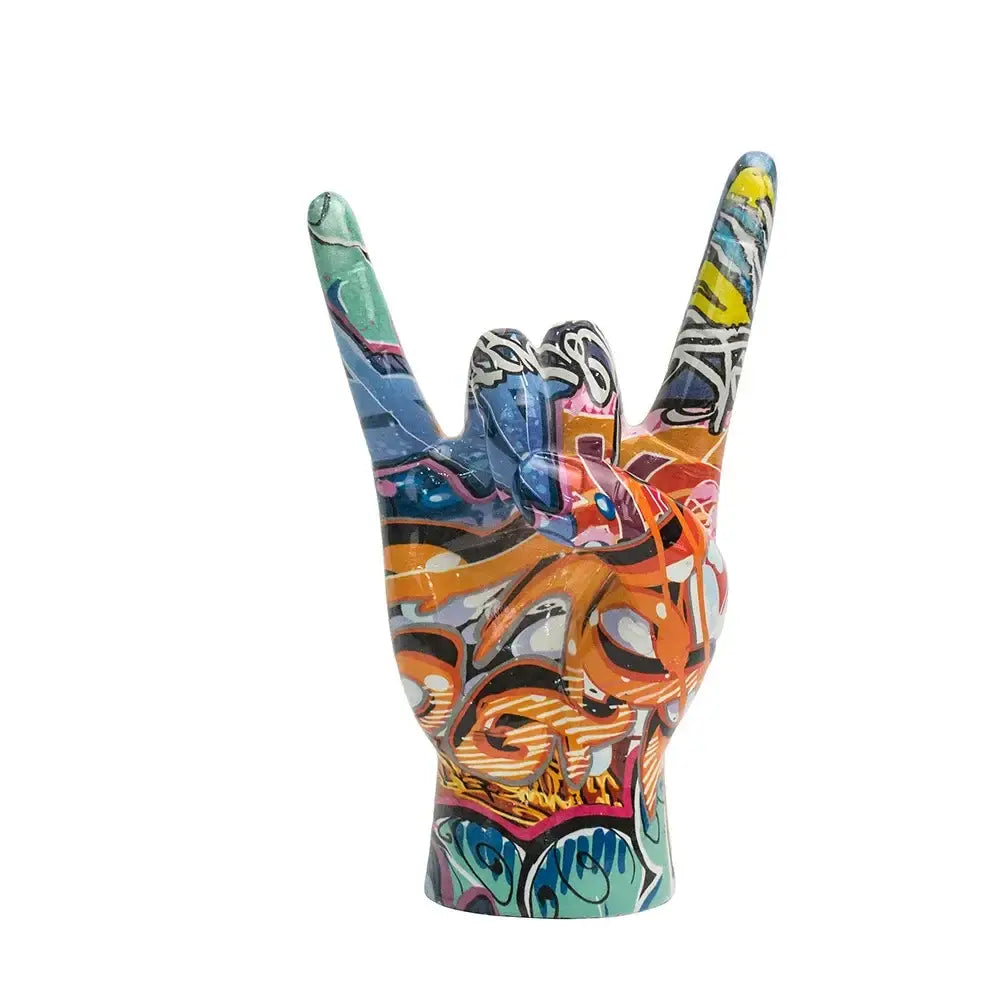 Modern pop art graffiti hand statue living room resin sculpture