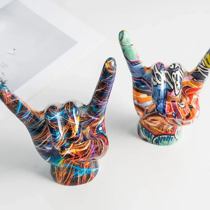 Modern pop art graffiti hand statue living room resin sculpture