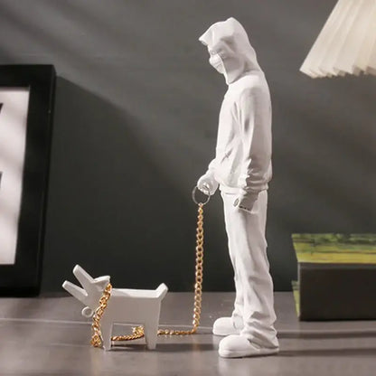 Modern pop art white dog sculpture living room figurine