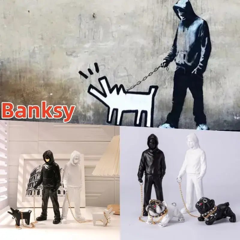 Modern pop art white dog sculpture living room figurine