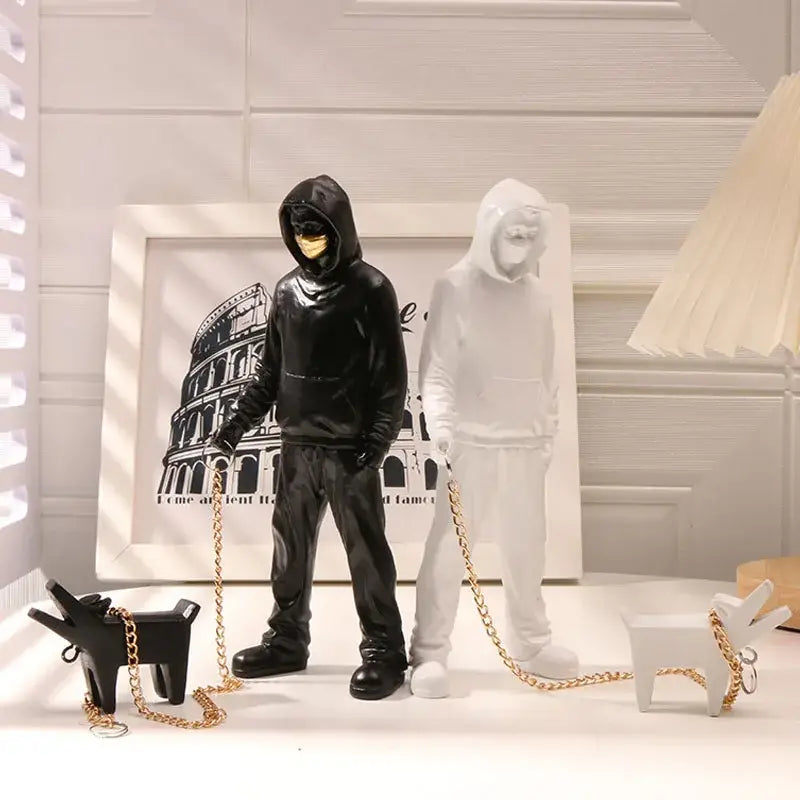Modern pop art white dog sculpture living room figurine
