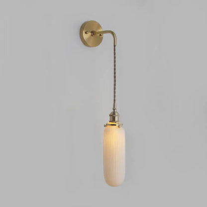 DecorBites™ Modern Porcelain Wall Lamp with Brass Socket - White, 1 Light, 5/6/8.5 Inch Width - Ideal for Dining Room & Foyer