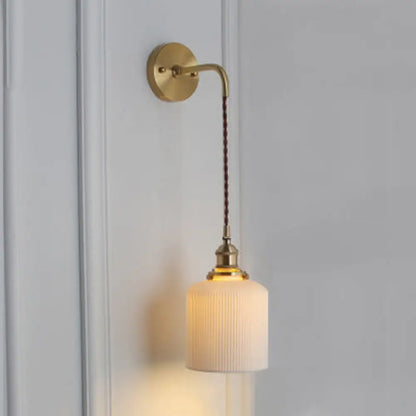 DecorBites™ Modern Porcelain Wall Lamp with Brass Socket - White, 1 Light, 5/6/8.5 Inch Width - Ideal for Dining Room & Foyer