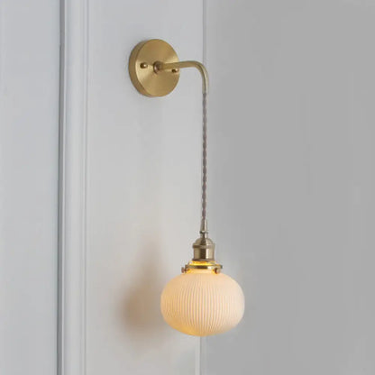 DecorBites™ Modern Porcelain Wall Lamp with Brass Socket - White, 1 Light, 5/6/8.5 Inch Width - Ideal for Dining Room & Foyer