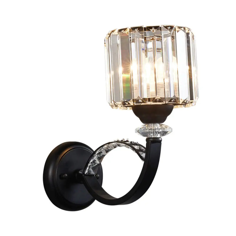 DecorBites™ Modern Prismatic Crystal Black Wall Sconce - Stylish Cylindrical Wall Mounted Lamp
