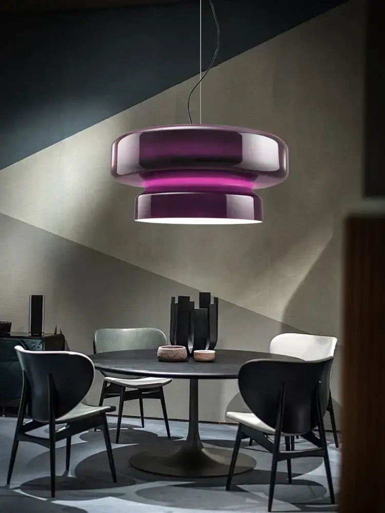 Modern purple & white italian glass pendant light dining room