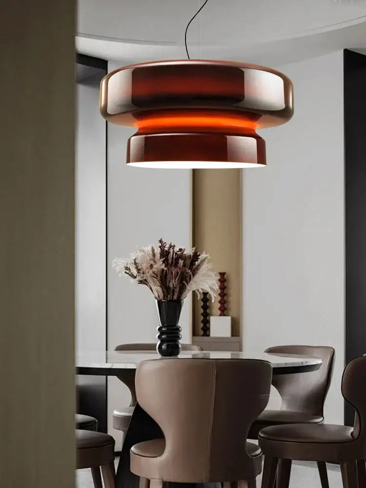 Modern purple & white italian glass pendant light dining room