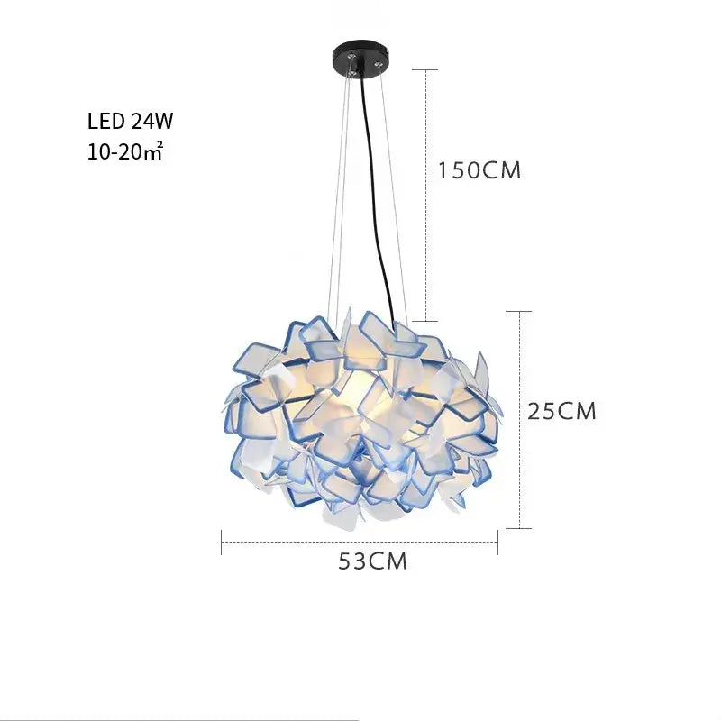 Modern purple & yellow petal led chandelier bedroom pendant light