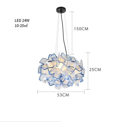Modern purple & yellow petal led chandelier bedroom pendant light