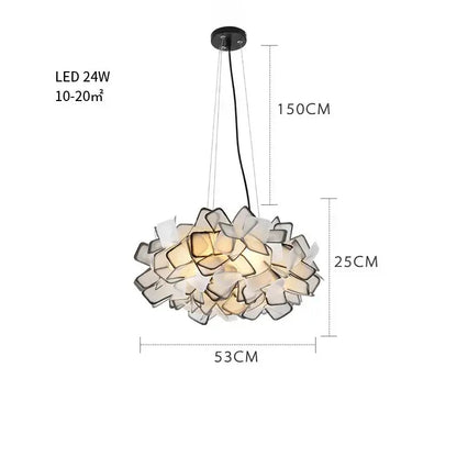 Modern purple & yellow petal led chandelier bedroom pendant light